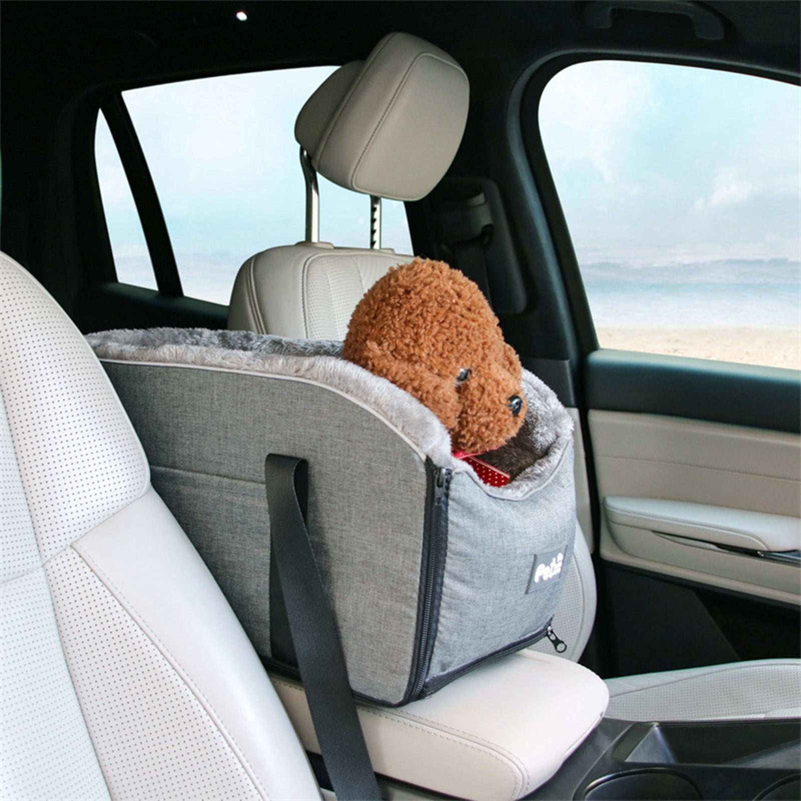 Washable Dog Console Car Seat Portable Detachable Pet Car Booster Seat Pet Supplies Linen Arctic Fleece Travel Tote Bags Dogs Cats