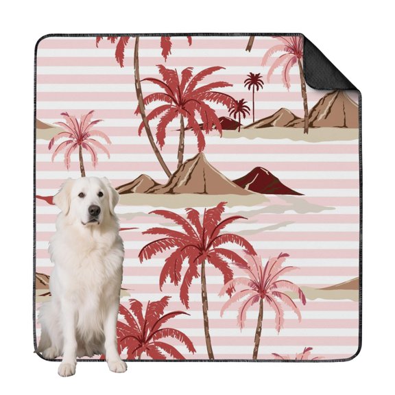 Washable Dog Crate Pads with Hawaiian Pattern, Reusable Non-Slip Absorbent Mat for Home and Kennel Floor Care (Hawaiian plant patterns, 72" x72")