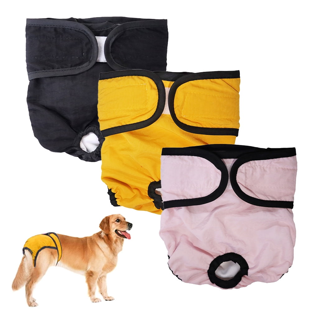 Washable Dog Diapers (3 Pack), Reusable Dog Diapers for Doggie Heat