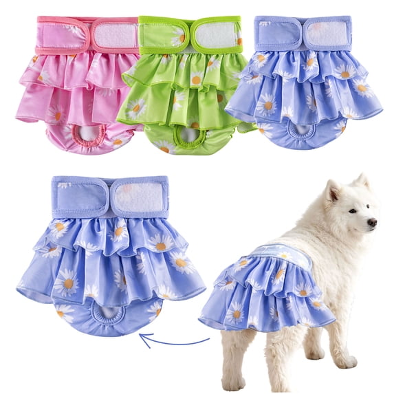 Washable Dog Diapers Female with Adjustable Hook and Loop Closure, Leak-Proof Triple-Layer Construction and Reusable Mesh Liner, Comfortable Protection for Incontinence and Heat
