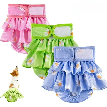 Washable Dog Diapers Female, Reusable Dog Period Diapers Cover, Female Dog Diapers for Heat Cycle, Incontinence, Girl Dog Diapers Dress for Small Medium Large Female Pets（1Pack）