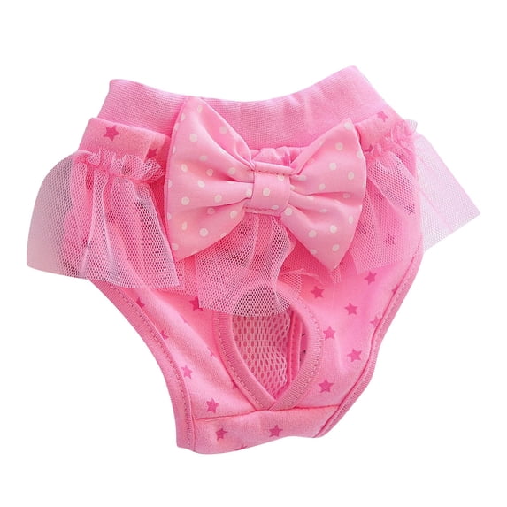 Dog Period Diapers Cute Bow Printed Washable Reusable Elastic Pet Physiological Shorts for Dogs Puppies Pets (Pink,XL)