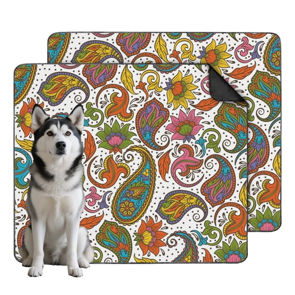 Washable Dog Pee Pads 35"x41", Non-Slip Reusable Potty Training Pads for Crates & Floors (Paisley)