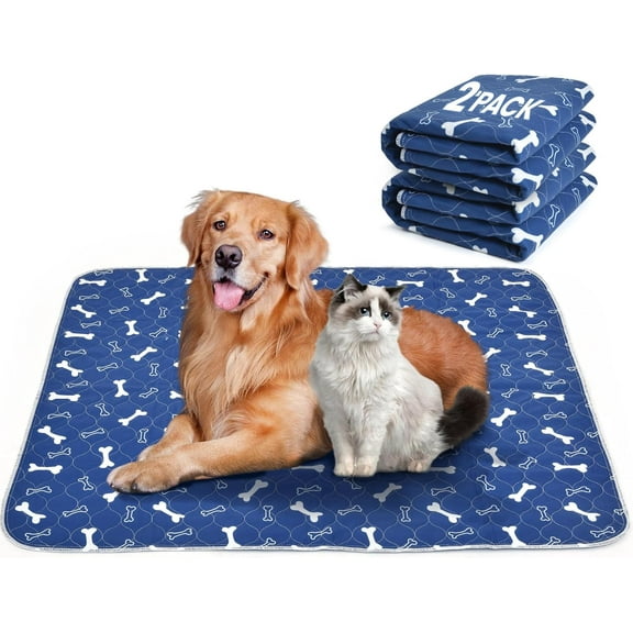 Washable Dog Pee Pads, Reusable Waterproof Dog Pee Pads Non-Slip Whelping Pads Leakproof Urine Pet Training Pads for Potty Washable Puppy Pads, 24*36 inch (2 Pack）