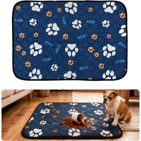 Washable Dog Pee Pads, Waterproof Training Mat, Non-Slip Super Absorbent Whelping Pad with Rounded Corners for Puppies, Reusable Potty Playpen Mat (24x35in(2 Pack))