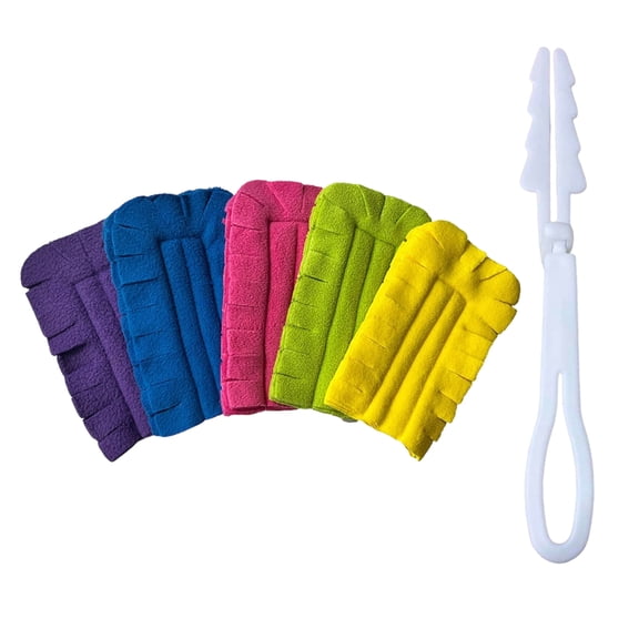 Washable Duster, Reusable Duster, Faux Furniture Cleaner, Upholstery Cleaner for Faux Furniture, Couch Cleaner for Fabric, Microfiber Duster, 5 Pads 1 Handle, Multicolor, Dry Wet Dust