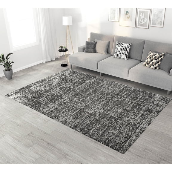 Washable Easy Clean Non-Slip Pet and Child Friendly Modern for Living Room,Kitchen,Game Room,Bedroom,Hallway Area Rug Darkness Gray