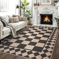 thumbnail image 1 of Washable Easy Jute Rug 5x7 Checkered Rugs for Living Room Bedroom Non-Shedding Low Pile Indoor Outdoor Rug Easy Cleaning Contemporary Floor Mats for Farmhouse Bedroom Backyard, Black, 1 of 8