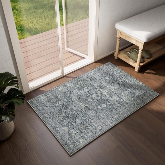 Washable Entryway Small Area Rugs: 2''x3'' Boho Rug Non Slip Door Mat Indoor Entrance Stain Resistance Low Pile Throw Rugs for Inside Front Door Floor Bedroom Bedside Kitchen Nursery Dorm Room Entry
