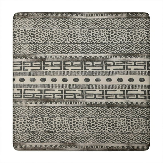 Washable Fabric Boho Floral Design Tablecloth with Elastic Hem for 34x34 Inch Indoor Outdoor Tables