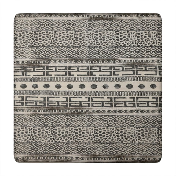 Washable Fabric Boho Floral Design Tablecloth with Elastic Hem for 34x34 Inch Indoor Outdoor Tables