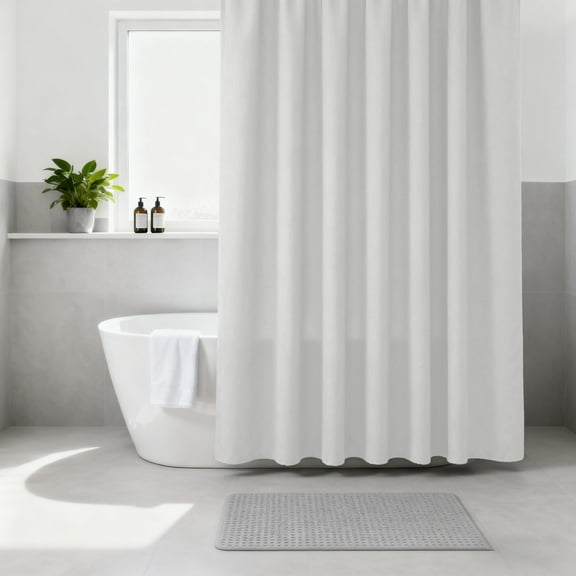 Washable Fabric Shower Curtain Liner - Hotel Quality Cloth Liner With Hooks, Machine Washable For Bathroom (White,80x180cm)