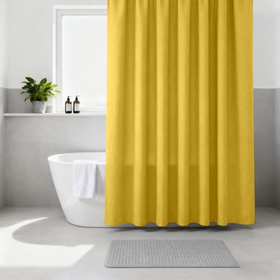 Washable Fabric Shower Curtain Liner - Hotel Quality Cloth Liner With Hooks, Machine Washable For Bathroom (Yellow,80x180cm)