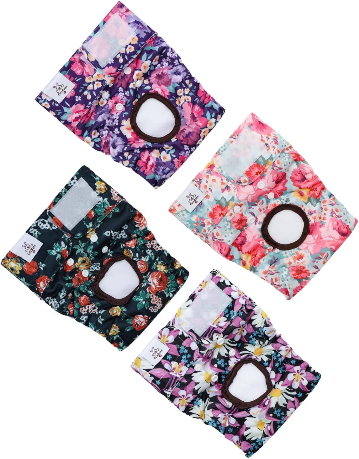 Washable Female Dog Diapers 4 Pack Reusable Doggie Heat Diapers for Period FMG03S