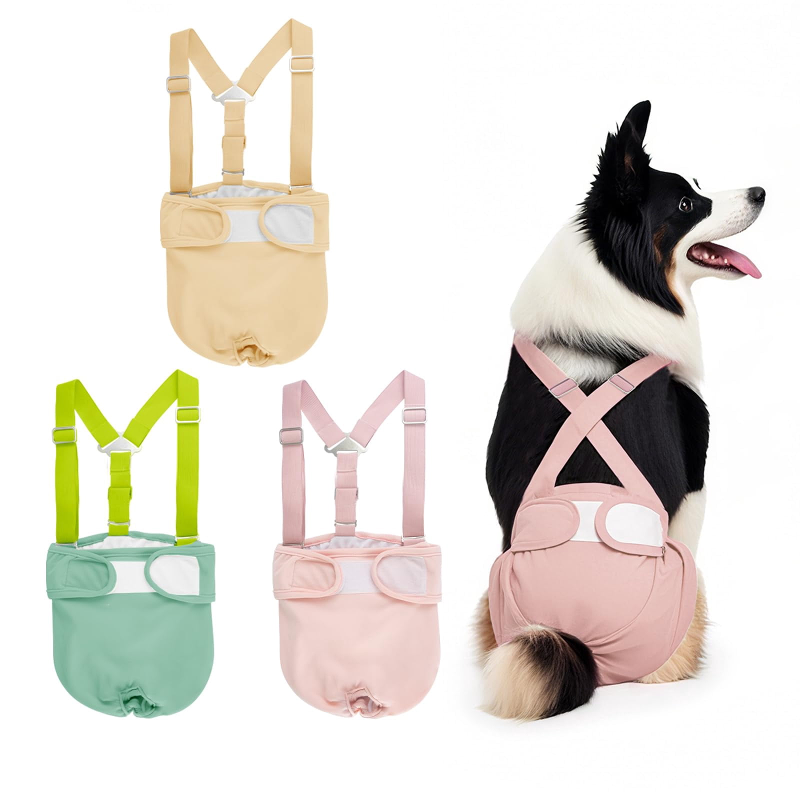 Pack of Female Dog Diapers Sanitary Pantie Washable Reusable with  Suspenders Stay On for Small Pet