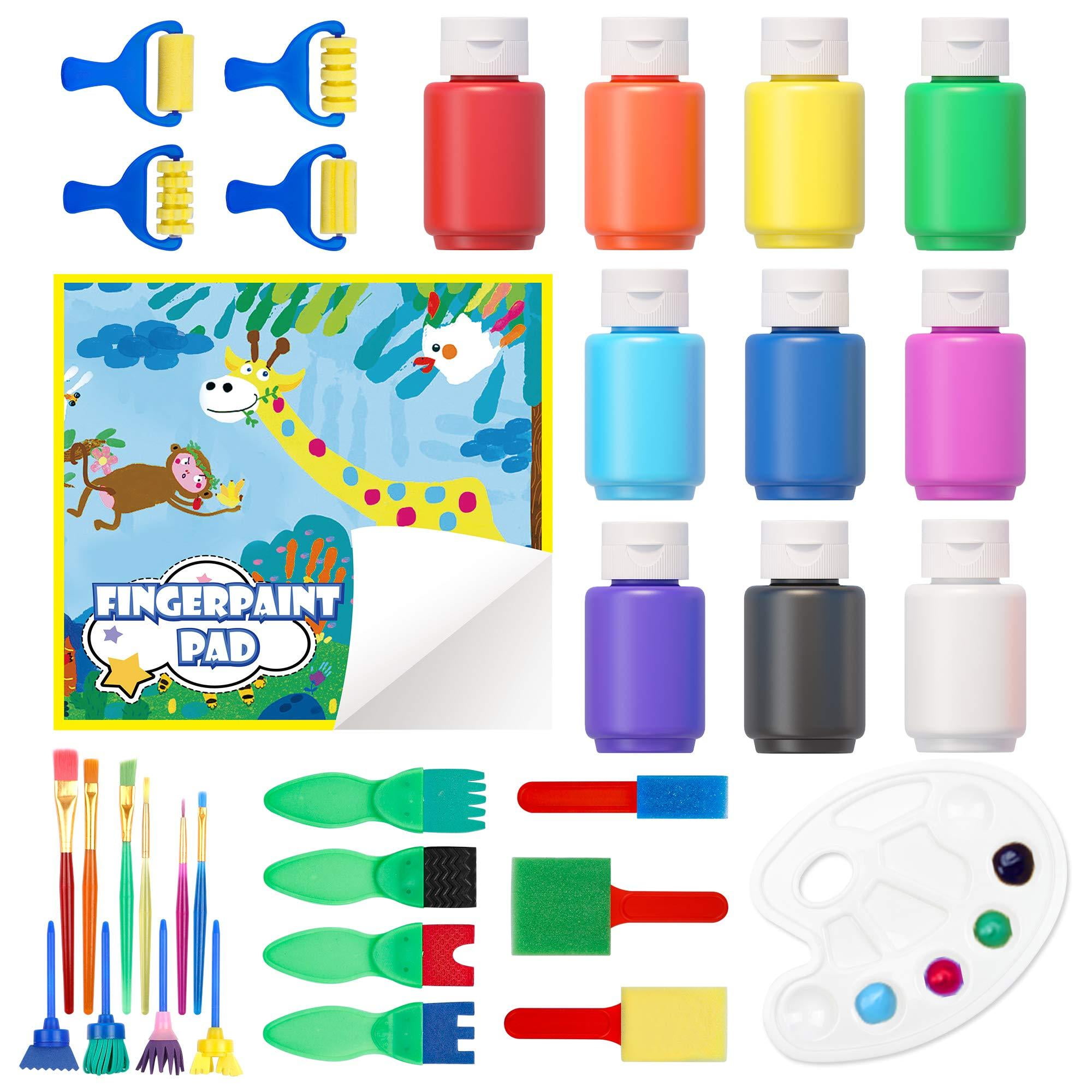 J Mark All Inclusive Toddler Painting Set - Spill Proof Paint Cups, Paint Pad, Brushes, Safe Tempera Toddler Washable Paint, Palette - Toddler Paint