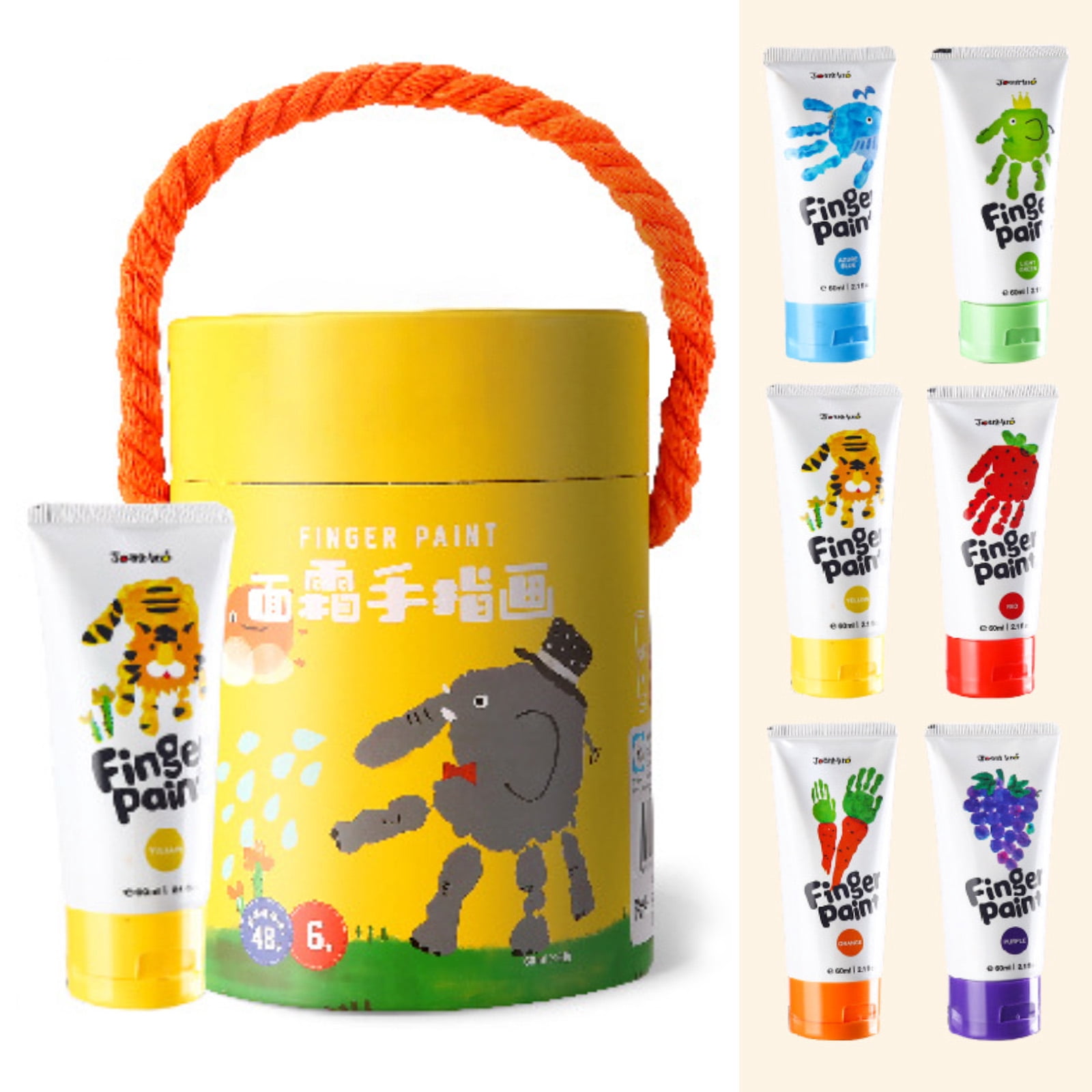 Washable Finger Paints for Toddlers, 10 Colors Large Capacity (2.1fl oz), Non Toxic Baby Paint for Hand and Feet, Safe Art Supplies, Preschool Learning Gifts for Kids Age 2+