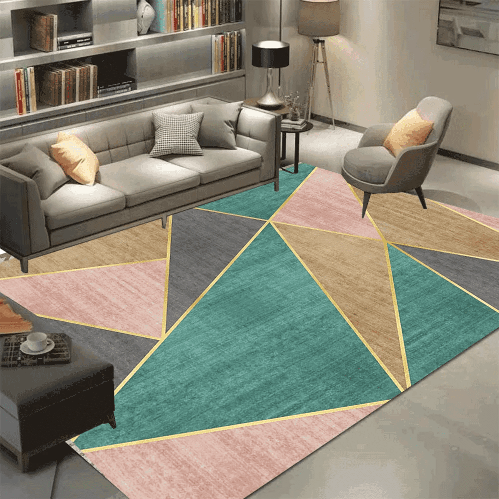 Washable Floor Lounge Rug Geometry Carpets for Living Room Decoration Rugs Bedroom Carpet Modern