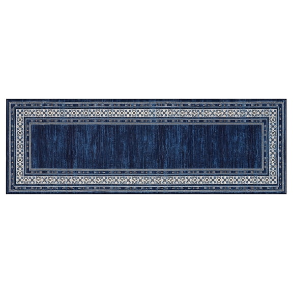 Washable Floral Bordered Area Rug, Solid Border Area Rug,Non Slip Stain Resistant Low Pile,Soft Non Shed Indoor Rug,Indoor Foldable Printed Accent Rug for Living Room, Bedroom, Dining Room
