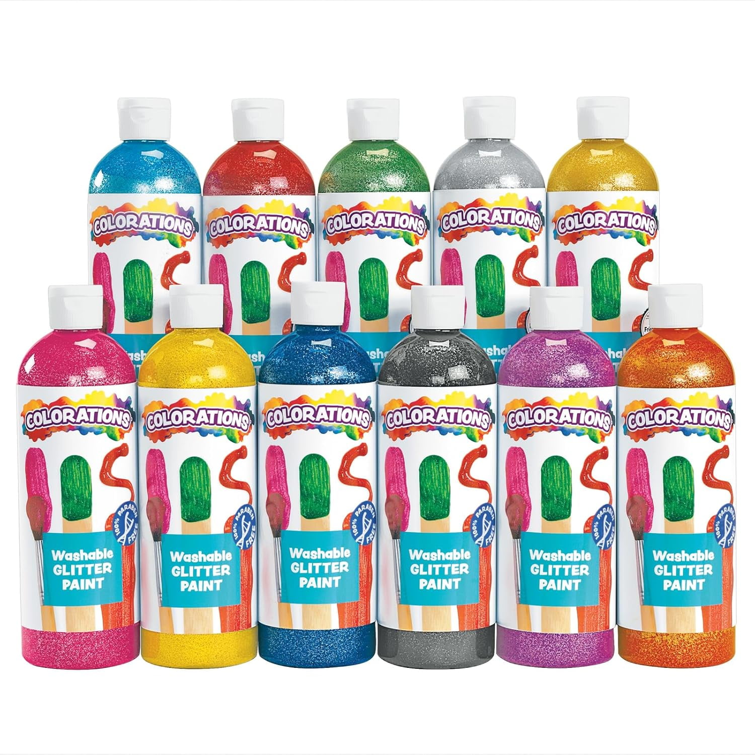 Washable Glitter Paints, Set of 11, 16oz Each, Paint, Kids Paint, Washable Paint, Washable Paint for Kids, Paint for Kids, Kids Paint Set, Paint Set for Kids, Finger Paint
