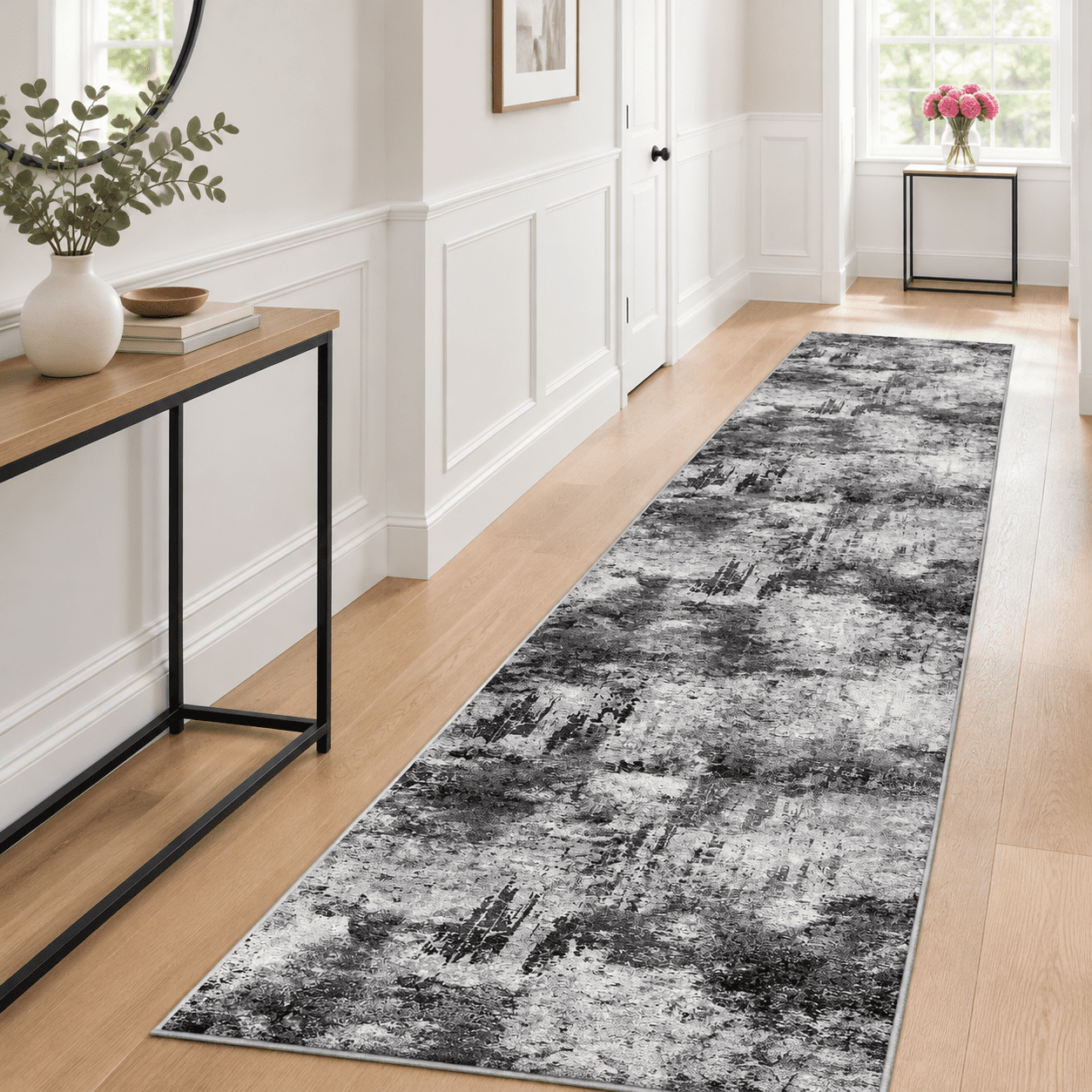 Washable Hallway Rug 3x16: Non Slip Indoor Runners For Entryway Black ...