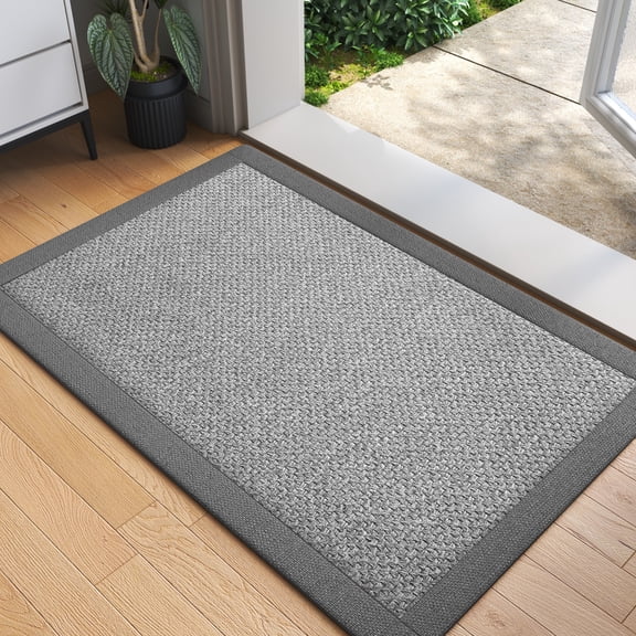 QiCaiJia Hallway Runner Rug 2x3 ft Gray Jute Like Kitchen Runner Mat Rugs Non Slip, Woven Soft Entryway Farmhouse Runner Boho Floor Carpet for Indoor Laundry Hall Backdoor Bedroom Living Room