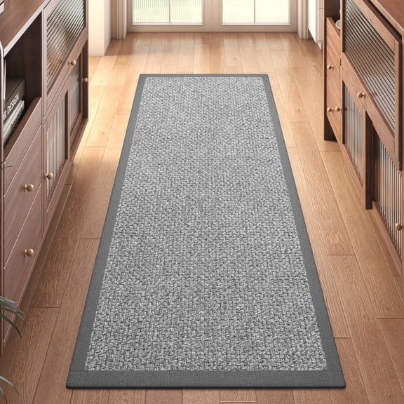 QiCaiJia Hallway Runner Rug 2x5 ft Gray Jute Like Kitchen Runner Mat Rugs Non Slip, Woven Soft Entryway Farmhouse Runner Boho Floor Carpet for Indoor Laundry Hall Backdoor Bedroom Living Room