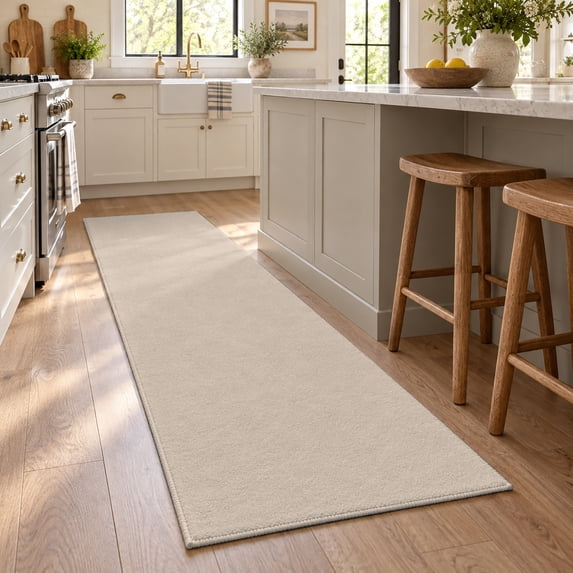 Washable Hallway Runner Rug 2x6, Beige Pure Color Soft Area Rugs Non ...
