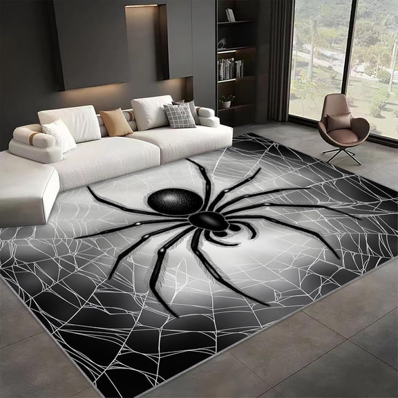 Washable Hallway Runner Rug, Digital Art Spider Non Slip Carpet Bedroom Kitchen Rugs, Spider Low-Pile Carpet For Living Room, Kitchen, Laundry, Bathroom 1x2ft