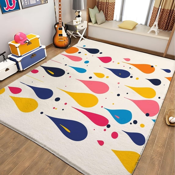 Washable Hallway Runner Rug Painted Water Drops Non Slip Carpet Bedroom Kitchen Rugs, Colorful Low-Pile Carpet For Living Room, Kitchen, Laundry, Bathroom 5x7ft