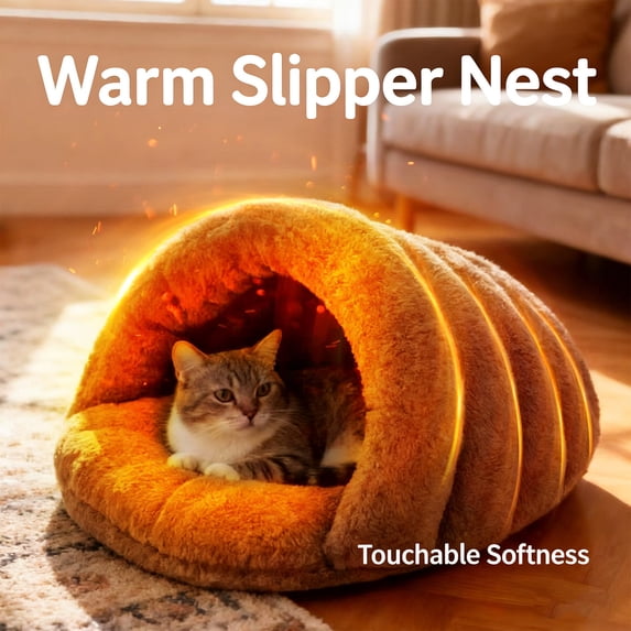 Washable Heated Pet Foot Warmer Mat for Cats Dogs, Disassemblable Winter Shoe Warmer Bed, Soft Cozy Sleeping Bag for Small Pets Indoor Cold Weather Comfort