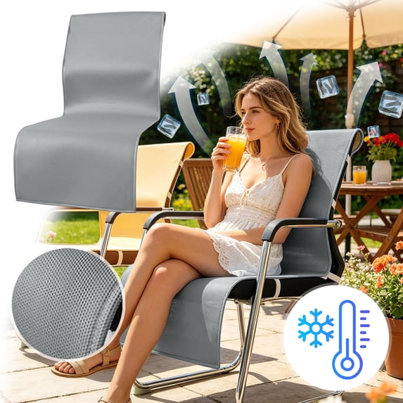 Washable High Back Ice Silk Cooling Chair Cushion With Fixed Straps, Summer Breathable Full Coverage Cool Seat Pad For Gaming Chairs, Terrace & Home Office Use