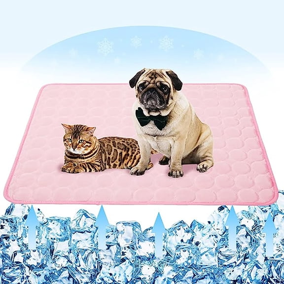 Washable Ice Silk Bed for Dogs & Cats, Large Kennel Mat, Non-Toxic & Breathable, No Water Needed - Perfect for Sleep, Travel & Beach Self-Cooling Pet Mat
