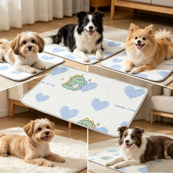 Washable Ice Silk Polyester Pet Cooling Mat 40×30cm, Portable Breathable Summer Rest Pad No Refrigeration Needed, Soft Lightweight Floor Bed for Puppies Kittens Small Cats