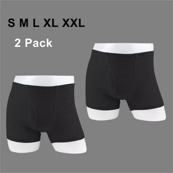 Washable Incontinence Underwear for Men with Front Absorbent Area Reusable Incontinence Underwear Breathable Leakproof Comfortable 2 Pack