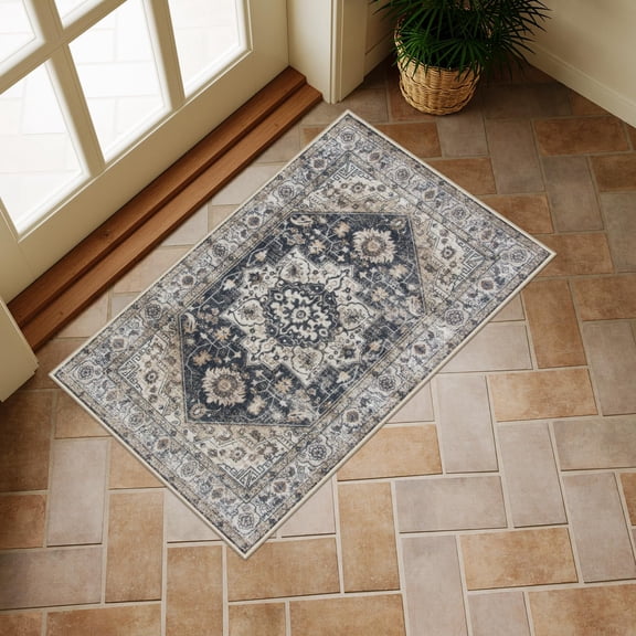 Washable Indoor Doormat, Non Slip Retro Floor Mat 24" x 36" Small Rug Quick Absorbent Entrance Rug Distressed Front Door Mat, Welcome Mats Entryway Rug Doormats for Kitchen Home Bathroom
