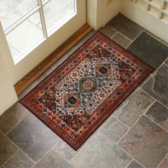 Washable Indoor Doormat, Non Slip Retro Floor Mat 24" x 36" Small Rug Quick Absorbent Entrance Rug Distressed Front Door Mat, Welcome Mats Entryway Rug Doormats for Kitchen Home Bathroom