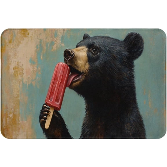 Washable Inside Floor Mat Ice Creams Bears,Funny Housewarming Gift,Indoor Kitchen,Kid Room,Study,Bedroom Decor Doormat,Non-Slip,Absorbent,Dirt Resist,Flannel Material Rug 16x24 inch