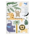 thumbnail image 1 of Washable Kids Area Rug Cartoon Animals Play Mat, with Elephant Giraffe Lion Zebra Monkey Crocodile Educational Learning Game Non Slip Carpet, for Bedrooms Playroom Living Room Classroom, 1 of 7