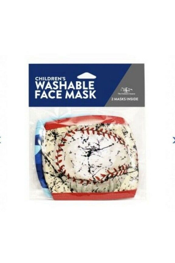 Washable Kids Face Mask Camouflage and Baseball Print 2 Pack New