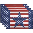 thumbnail image 1 of Washable Kitchen Placemats Set of 4, 4th of July Table Mats for Dining Table Party Decorations, American Star on Red Striped Vintage Independence Day Non-Slip Heat-Insulation Place Mat Sets, 1 of 6