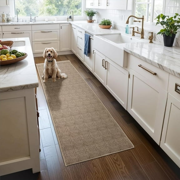 Jeoa Kitchen Rug and Mat Kitchen Mat Anti Fatigue, Non Slips Kitchen Floor Mat, Kitchen Rug or Mat Washable, 20"x32",Brown