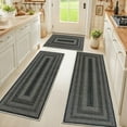 thumbnail image 1 of Washable Kitchen Rugs Sets of 3, Non Slip Absorbent Kitchen Rugs and Mats, Farmhouse Stain Resistant Faux Jute Kitchen Mat Carpet Runner for Kitchen Floor, Laundry Room, Hallway, Black/Gold, 1 of 10