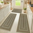 thumbnail image 1 of Washable Kitchen Rugs Sets of 3, Non Slip Absorbent Kitchen Rugs and Mats, Farmhouse Stain Resistant Faux Jute Kitchen Mat Carpet Runner for Kitchen Floor, Laundry Room, Hallway, Yellow/Brown, 1 of 10