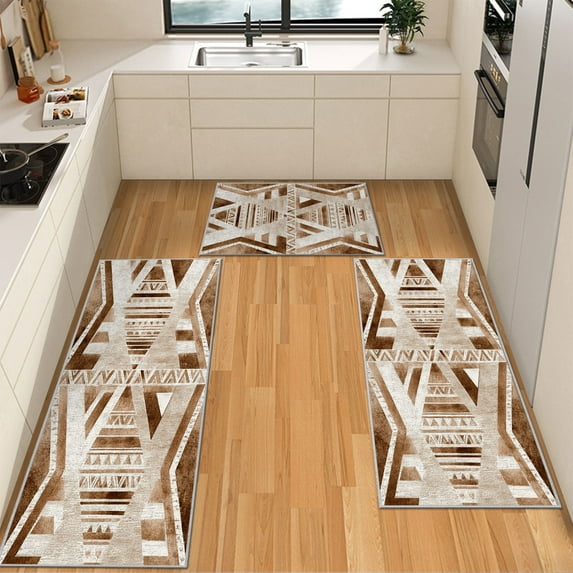 IsecretJoy Washable Kitchen Rugs Sets of 3, Non Slip Kitchen Mats for Floor Waterproof & Stain Resistant Runner Rug for Kitchen, Laundry Room, Hallway
