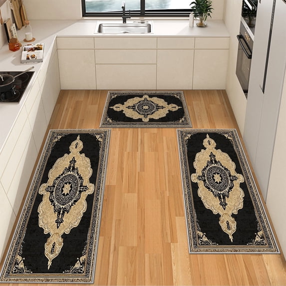 IsecretJoy Washable Kitchen Rugs Sets of 3, Non Slip Kitchen Mats for Floor Waterproof & Stain Resistant Runner Rug for Kitchen, Laundry Room, Hallway