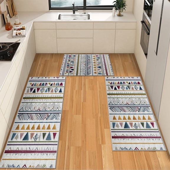 IsecretJoy Non Slip Kitchen Rugs Sets of 3, Washable Kitchen Mats for Floor Waterproof & Stain Resistant Runner Rug for Kitchen, Laundry Room, Hallway
