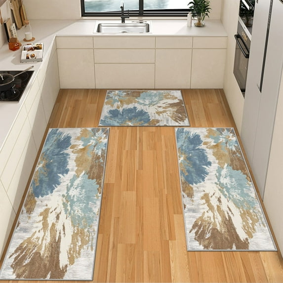 IsecretJoy Washable Kitchen Rugs Sets of 3, Non Slip Kitchen Mats for Floor Waterproof & Stain Resistant Runner Rug for Kitchen, Laundry Room, Hallway