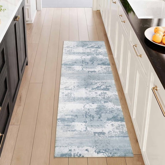 Washable Kitchen Runner Rug 2x5 ft, Modern Abstract Textured Kitchen Runner Rug, Non Slip Soft Low Profile Rug with PVC Backing for Kitchen Sink, Hallway & Laundry Room