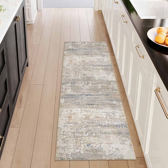 Washable Kitchen Runner Rug 2x5 ft, Modern Abstract Textured Kitchen Runner Rug, Non Slip Soft Low Profile Rug with PVC Backing for Kitchen Sink, Hallway & Laundry Room